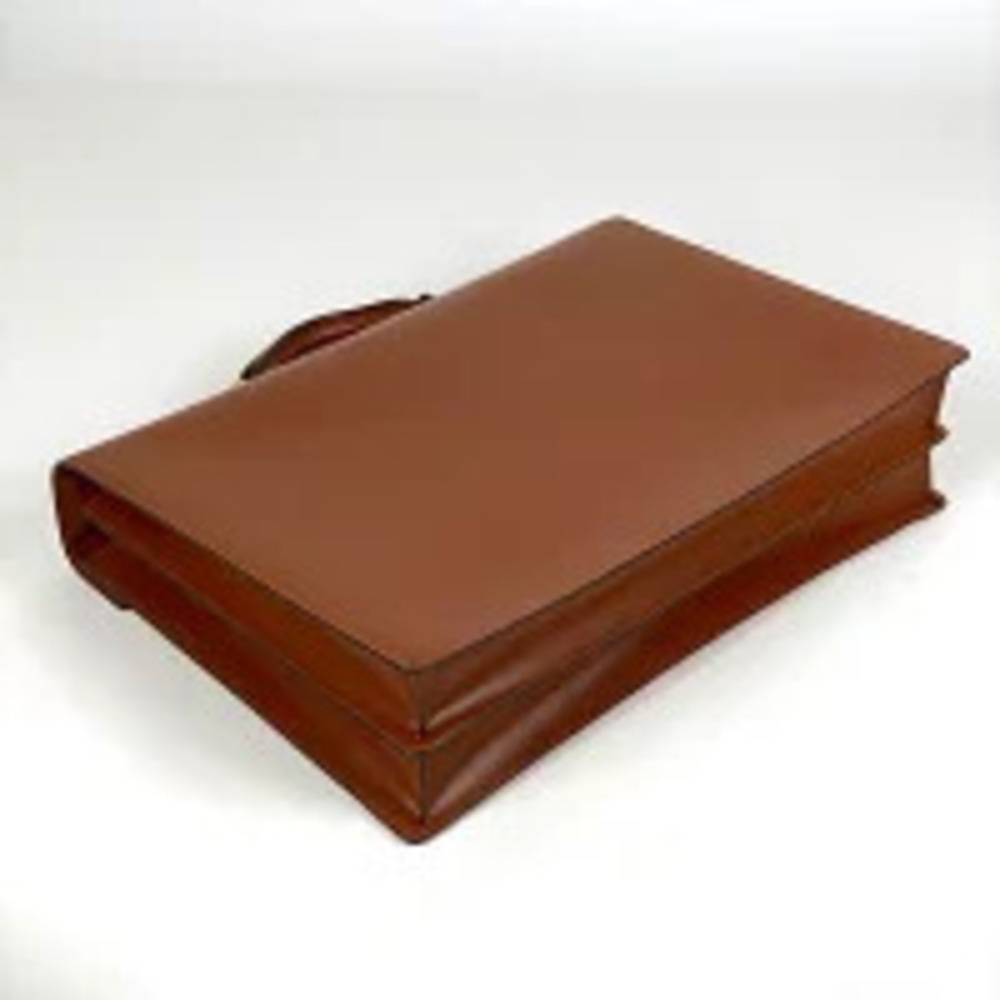 Loewe Briefcase Brown Leather Business Anagram Bag Brown